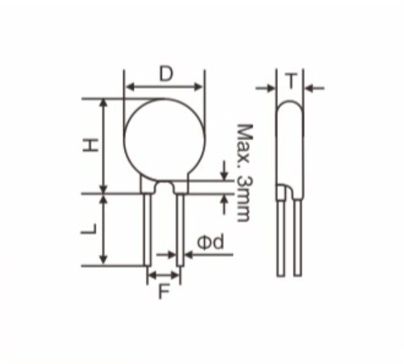 压敏电阻 HEL 7D471K 直线型 125℃线长3.5mm